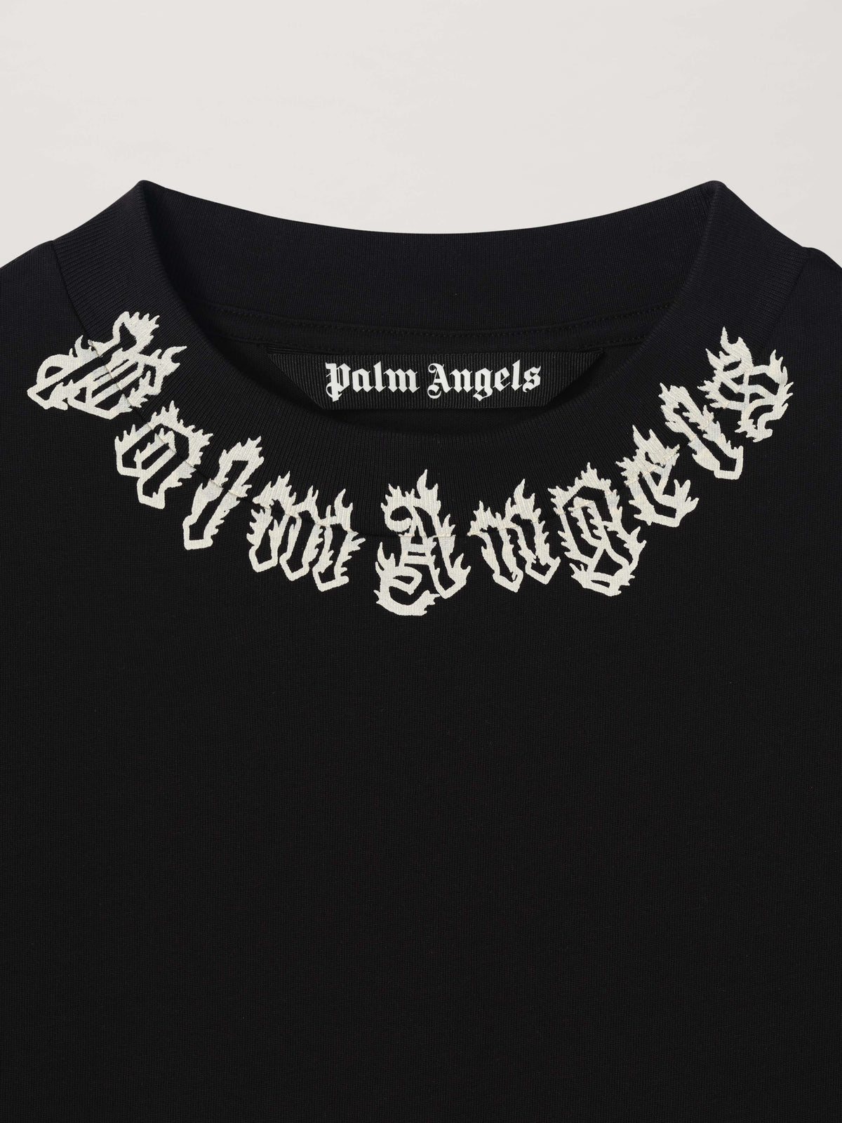 PALM ANGELS NECK LOGO TEE BLACK - WHITE PMAA001S25JER002