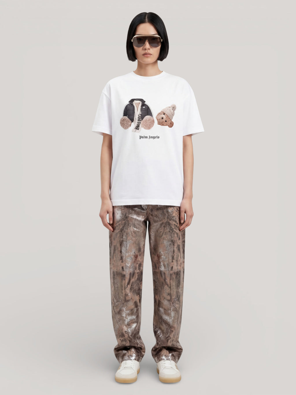 PALM ANGELS Broken Bear Cortina T-shirt WHITE PAMAA011JR001