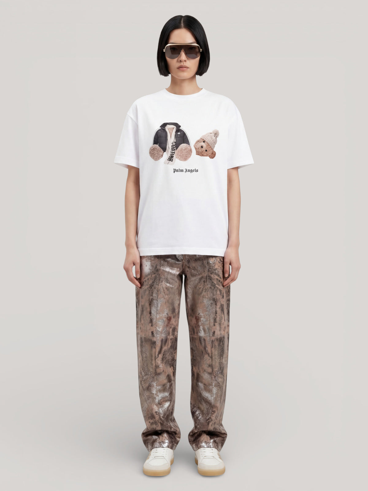 PALM ANGELS Broken Bear Cortina T-shirt WHITE PAMAA011JR001