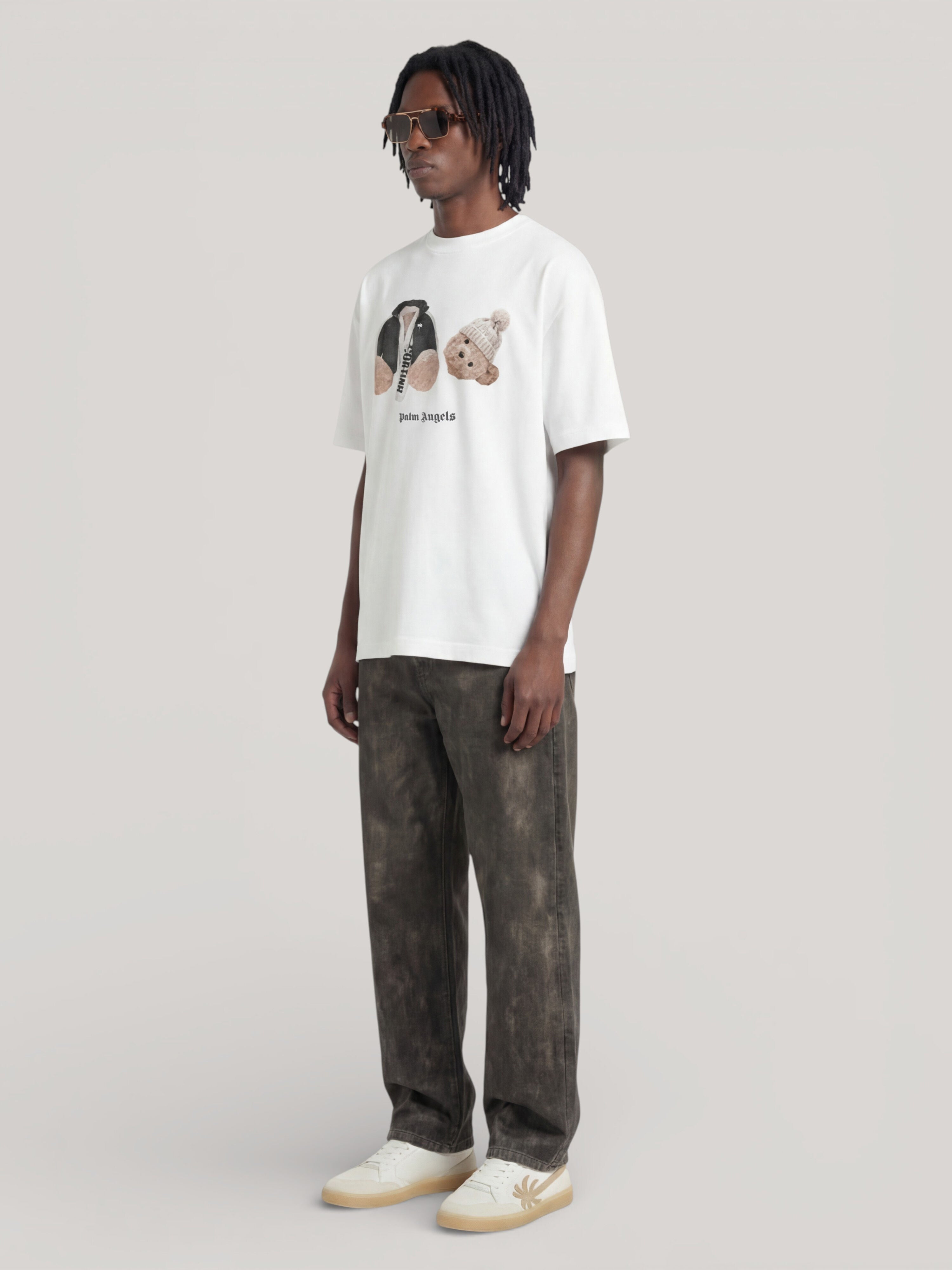 PALM ANGELS Broken Bear Cortina T-shirt WHITE PAMAA011JR001