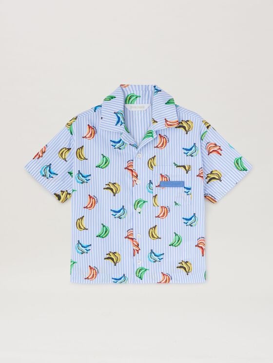 AOP BANANAS BOWLING SHIRT S/S SKY BLUE D