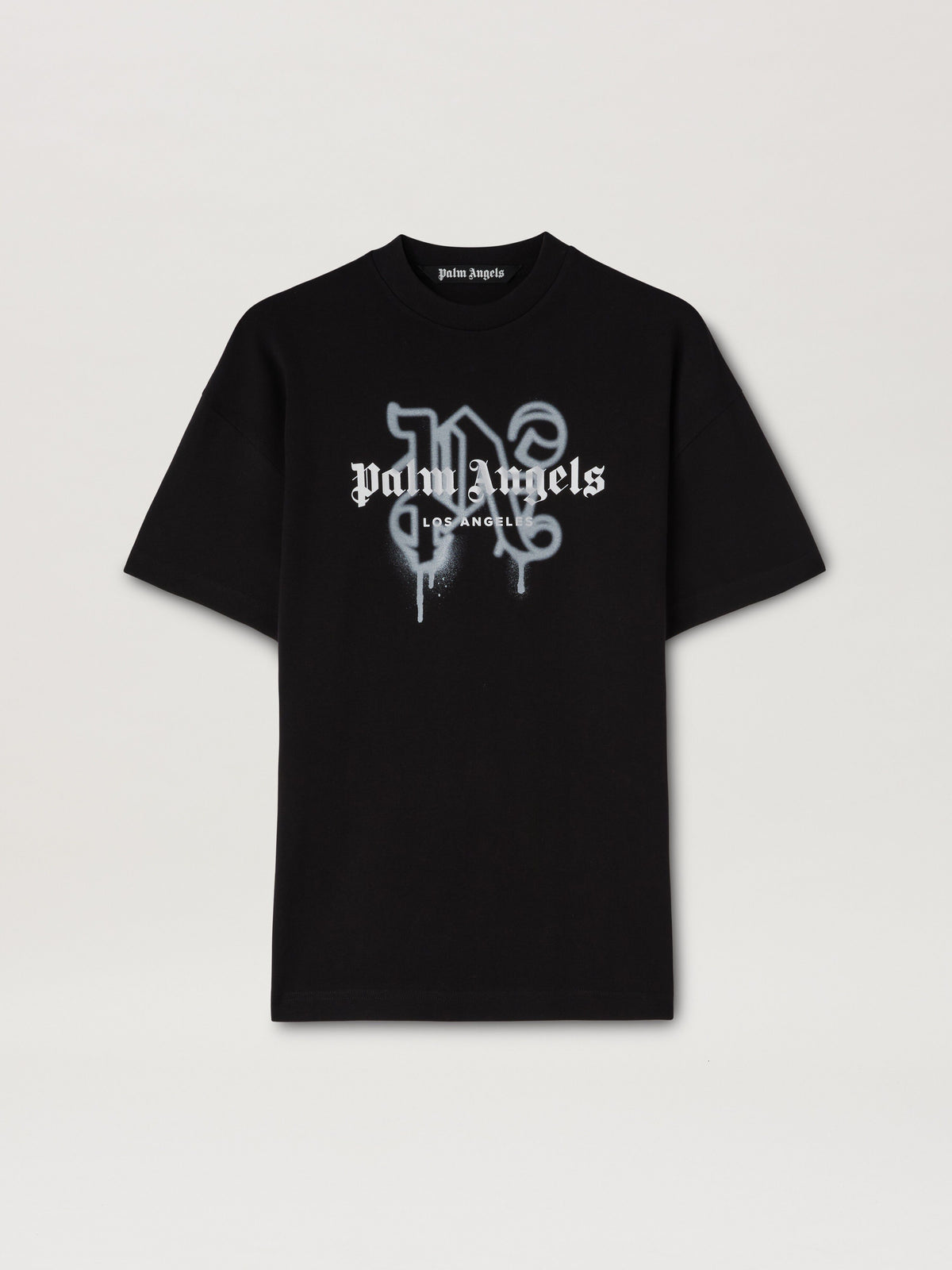 PALM ANGELS LA MONOGRAM SPRAY TEE BLACK PMAA001C99JER025