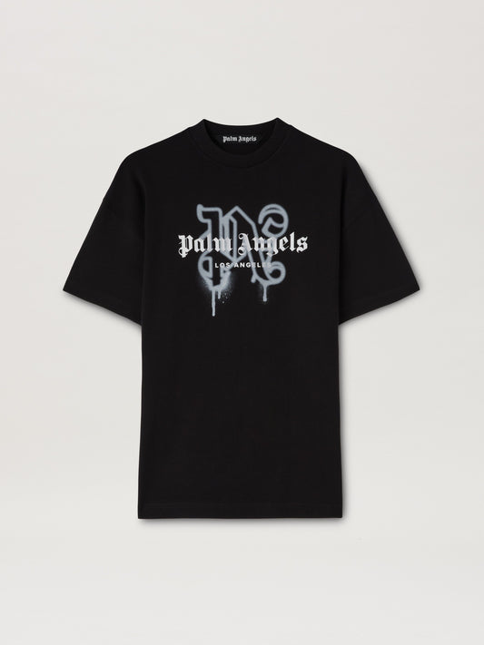 PALM ANGELS LA MONOGRAM SPRAY TEE BLACK PMAA001C99JER025