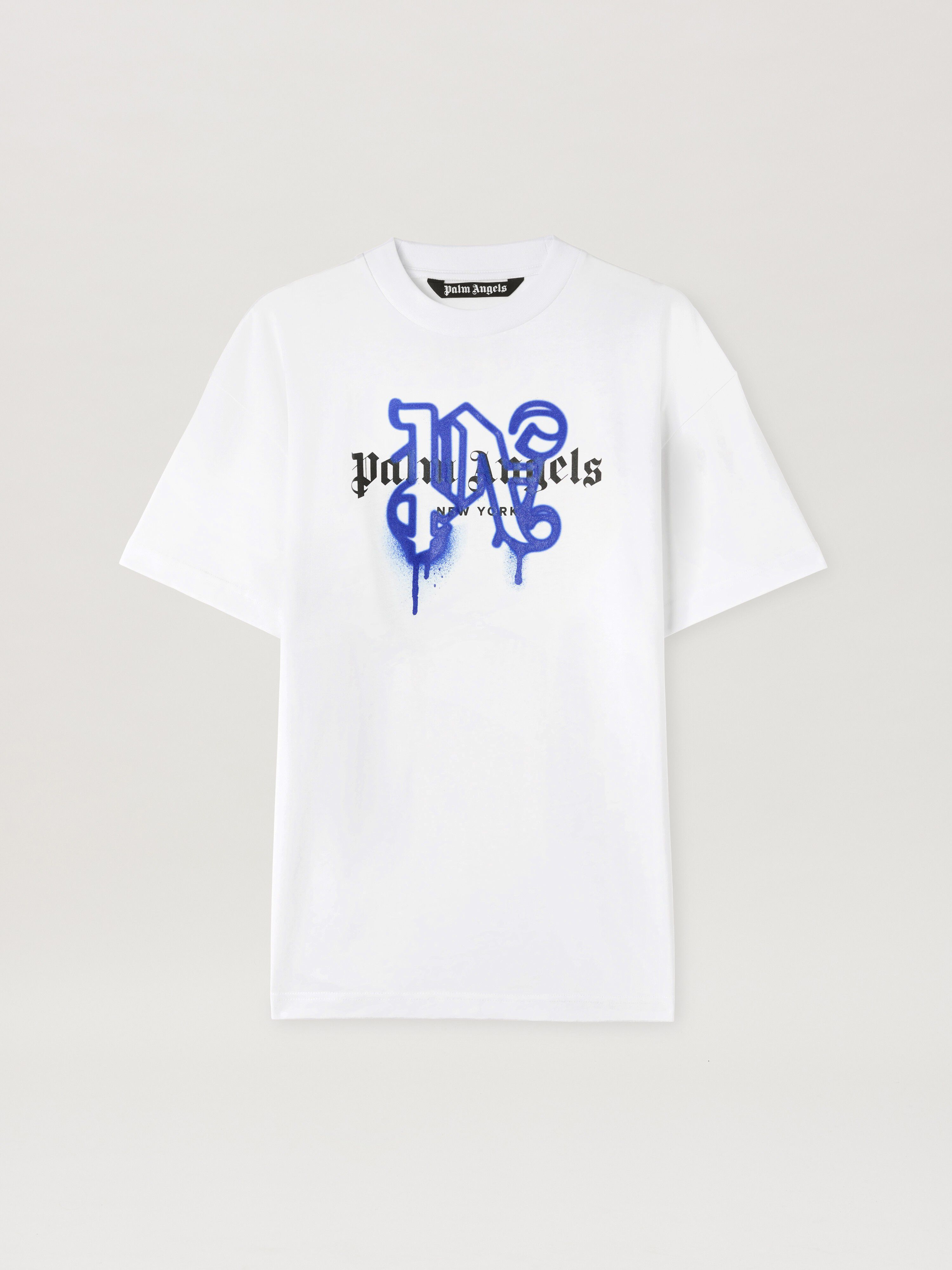 PALM ANGELS NY MONOGRAM SPRAY TEE WHITE PMAA001C99JER026