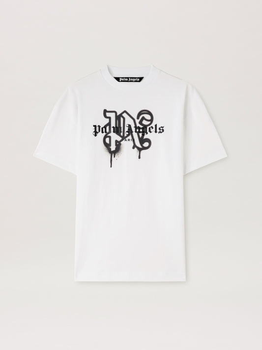 PALM ANGELS Paris Monogram Spray T-Shirt WHITE PMAA001C99JER027