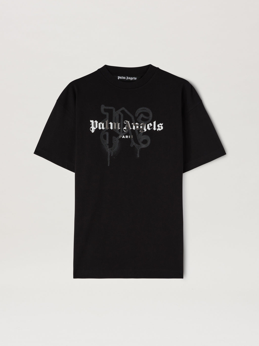 PALM ANGELS PARIS MONOGRAM SPRAY TEE BLACK PMAA001C99JER027