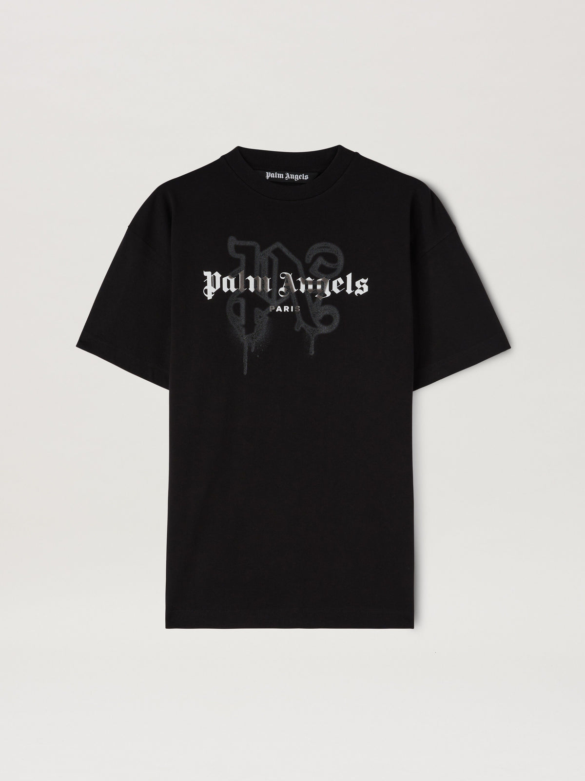 PALM ANGELS PARIS MONOGRAM SPRAY TEE BLACK PMAA001C99JER027