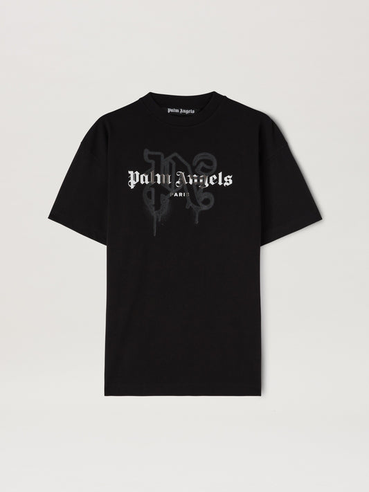 PALM ANGELS PARIS MONOGRAM SPRAY TEE BLACK PMAA001C99JER027