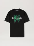 PALM ANGELS MILAN MONOGRAM SPRAY TEE BLACK PMAA001C99JER028