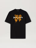 PALM ANGELS Roma Monogram Spray Tee BLACK ORANGE PMAA001C99JER029