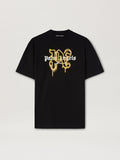 PALM ANGELS LAS VEGAS MONOGRAM SPRAY TEE BLACK GOLD PMAA001C99JER031