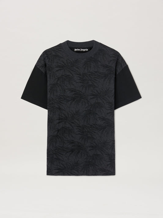PALM ANGELS  PALMS CURVED LOGO TEE BLACK - GREY PMAA001S25FAB001