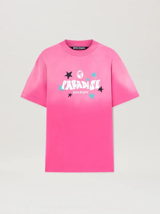 PALM ANGELS  PARADISE PALM TEE FUCHSIA - OFF WHITE PMAA001S25JER001