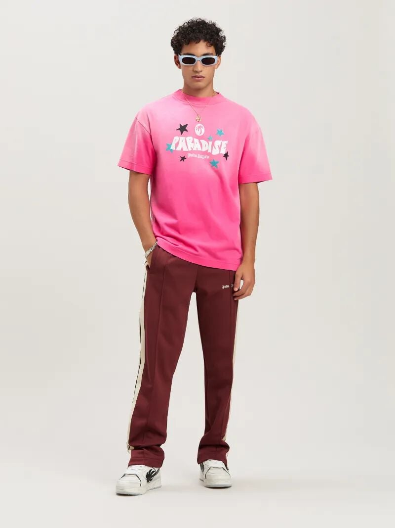 PALM ANGELS  PARADISE PALM TEE FUCHSIA - OFF WHITE PMAA001S25JER001