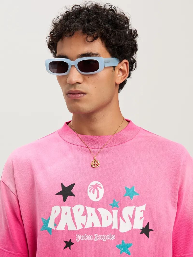 PALM ANGELS  PARADISE PALM TEE FUCHSIA - OFF WHITE PMAA001S25JER001