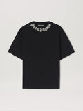 PALM ANGELS  NECK LOGO TEE BLACK - WHITE PMAA001S25JER002