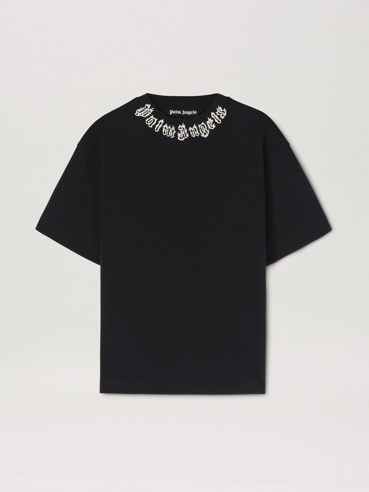 PALM ANGELS  NECK LOGO TEE BLACK - WHITE PMAA001S25JER002