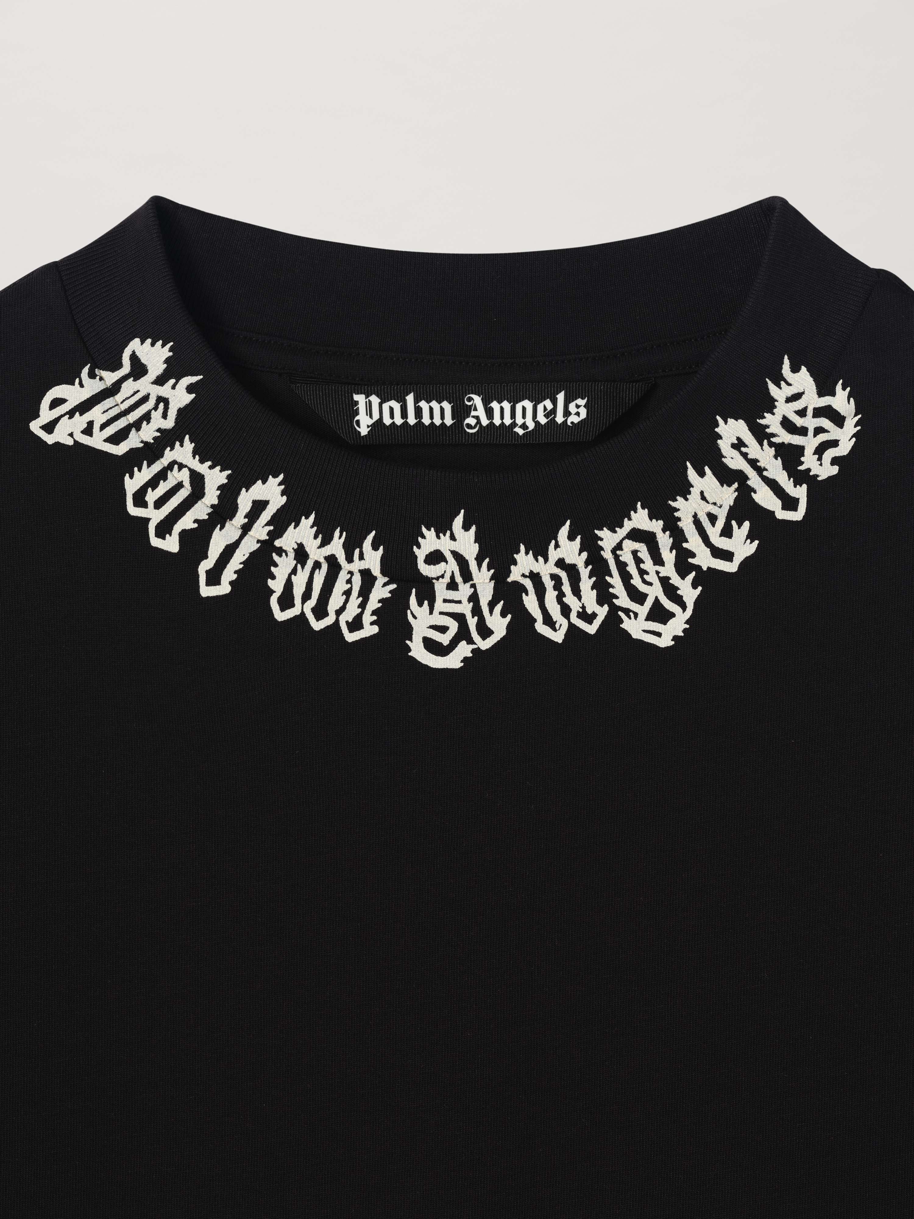 PALM ANGELS  NECK LOGO TEE BLACK - WHITE PMAA001S25JER002
