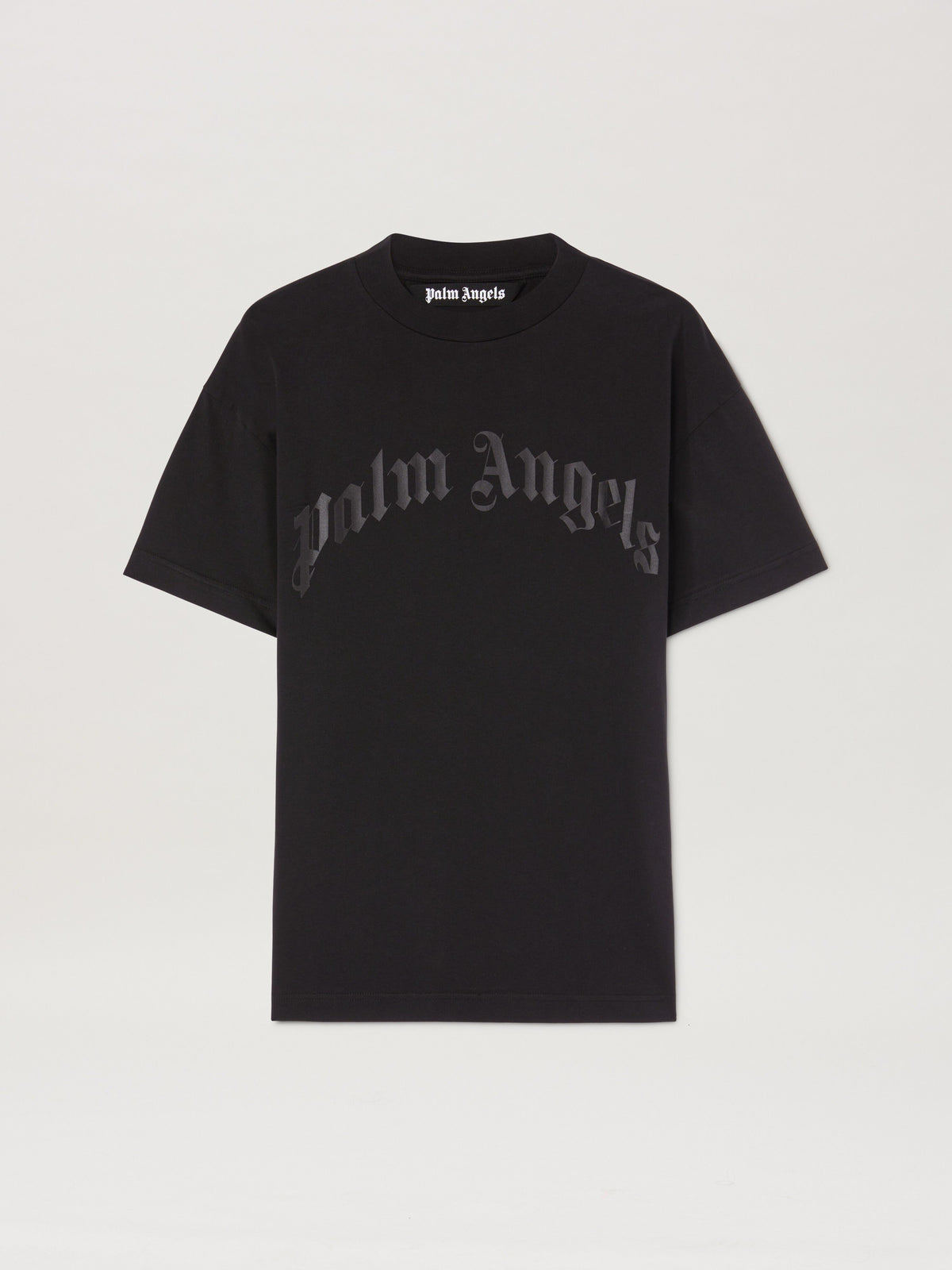 PALM ANGELS  CURVED LOGO TEE BLACK - BLACK PMAA001S25JER004
