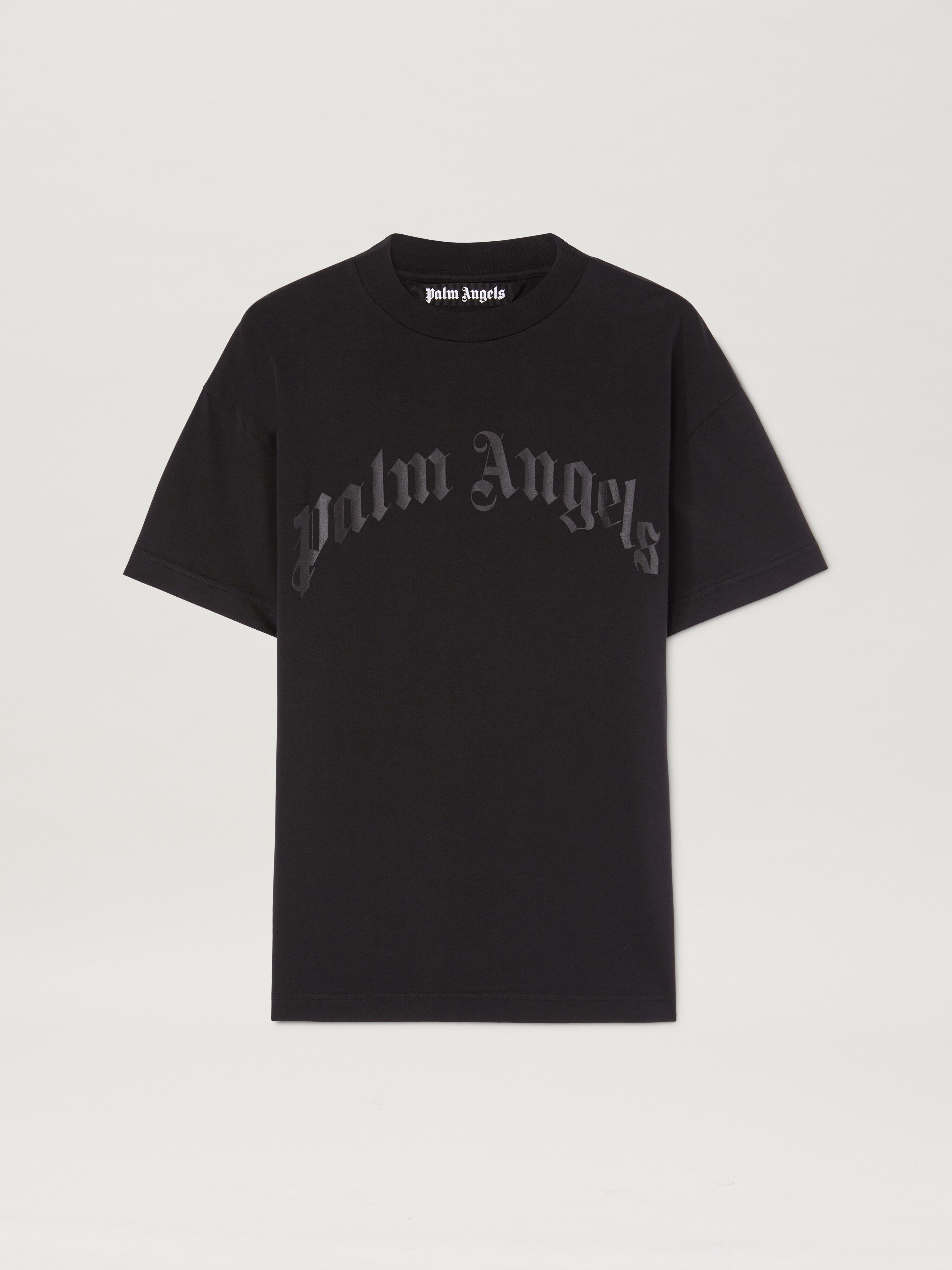 PALM ANGELS  CURVED LOGO TEE BLACK - BLACK PMAA001S25JER004