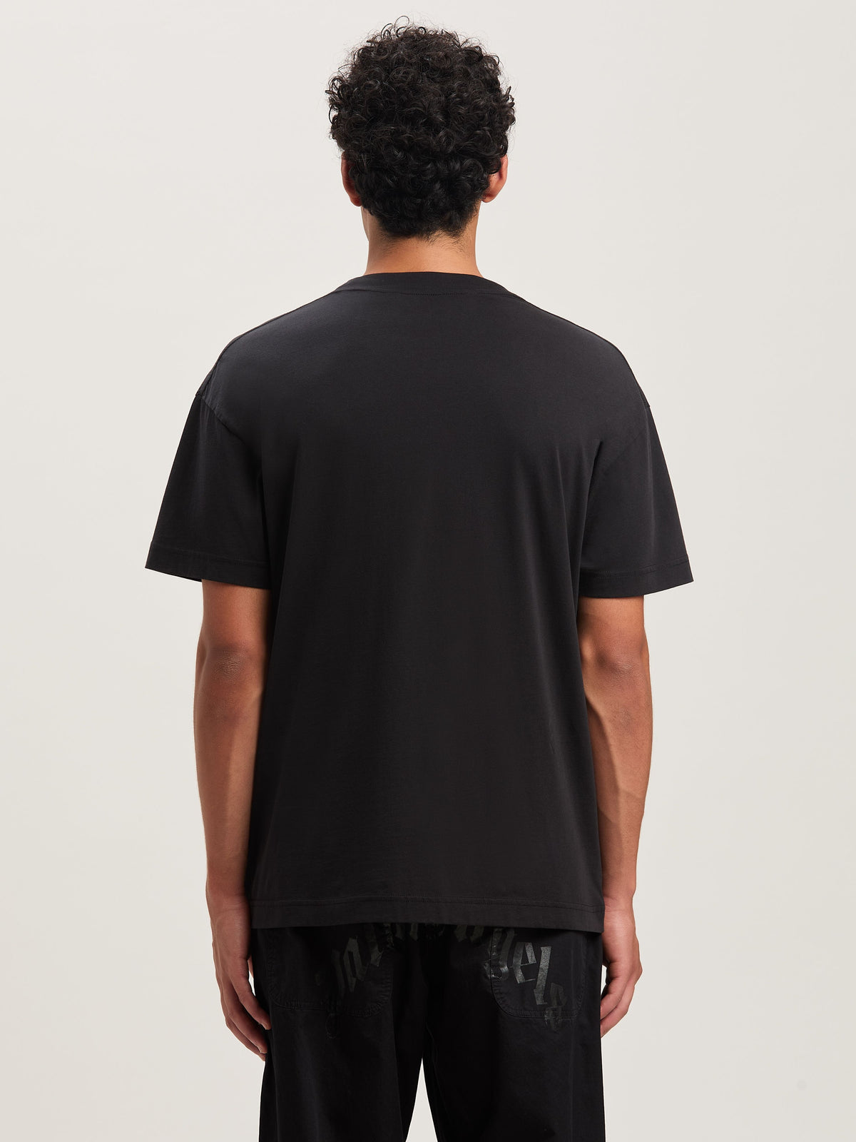 PALM ANGELS  CURVED LOGO TEE BLACK - BLACK PMAA001S25JER004