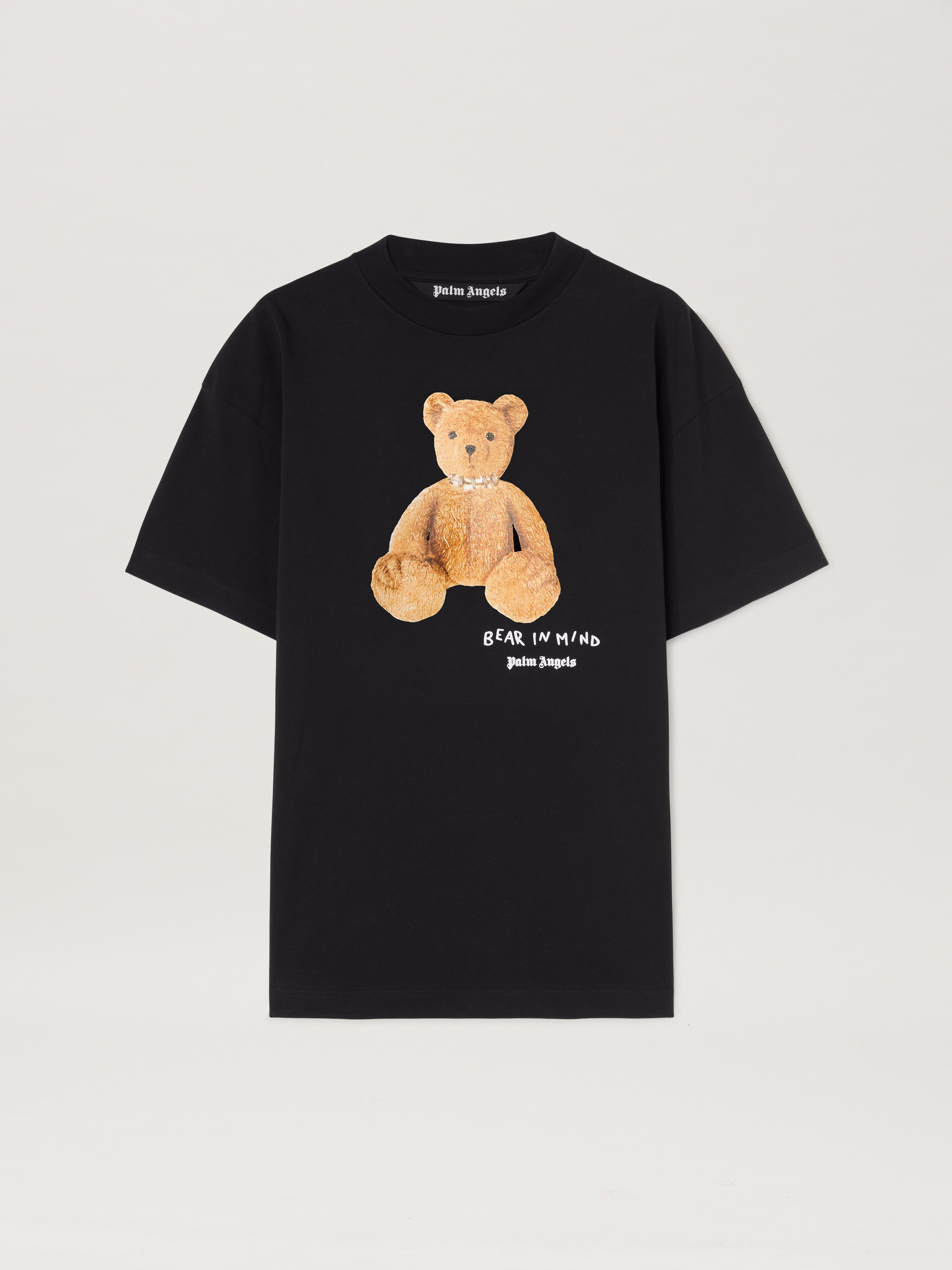 PALM ANGELS  BEAR IN MIND REG TEE BLACK - BROWN PMAA001S25JER005