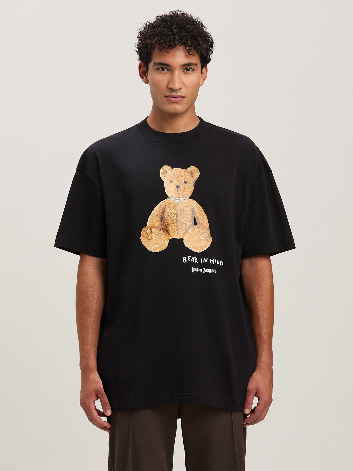 PALM ANGELS  BEAR IN MIND REG TEE BLACK - BROWN PMAA001S25JER005