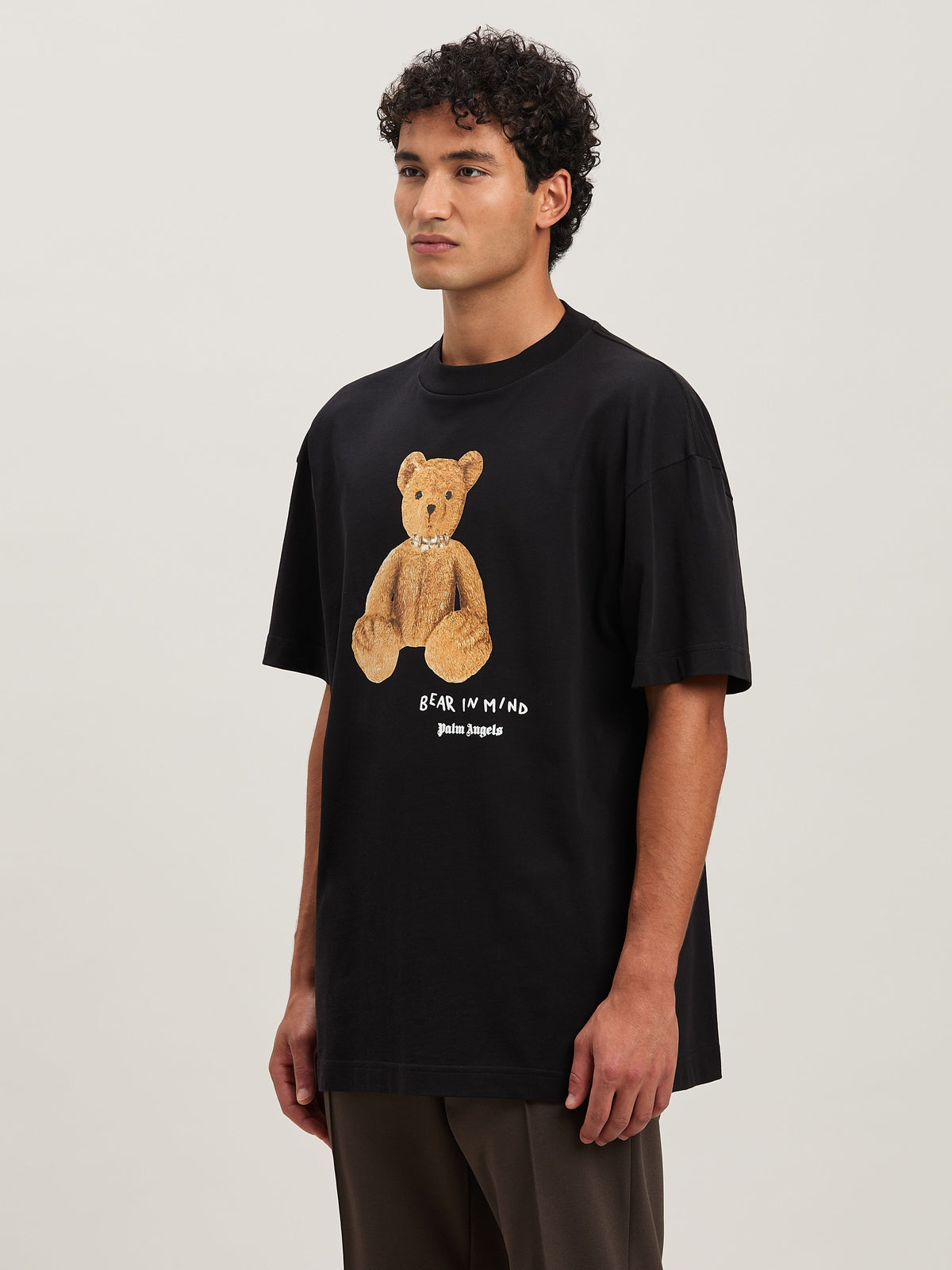 PALM ANGELS  BEAR IN MIND REG TEE BLACK - BROWN PMAA001S25JER005