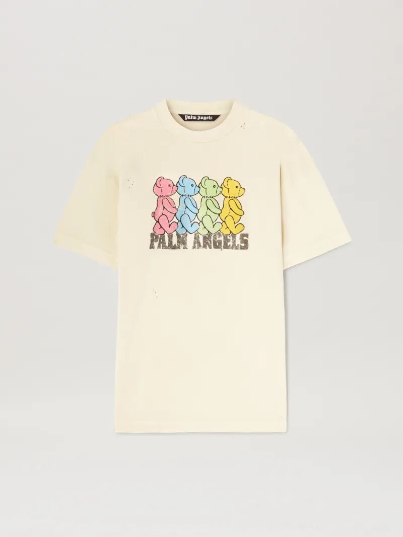 PALM ANGELS  CROSSROADS BEARS TEE IVORY - MULTICOLOR PMAA001S25JER006
