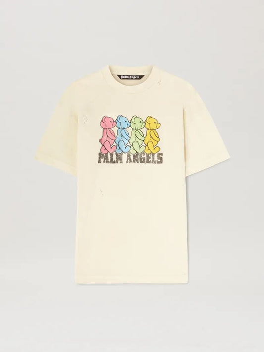 PALM ANGELS  CROSSROADS BEARS TEE IVORY - MULTICOLOR PMAA001S25JER006