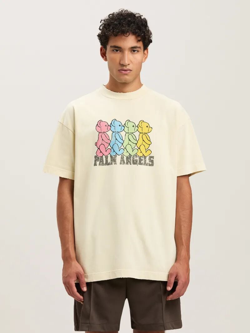 PALM ANGELS  CROSSROADS BEARS TEE IVORY - MULTICOLOR PMAA001S25JER006