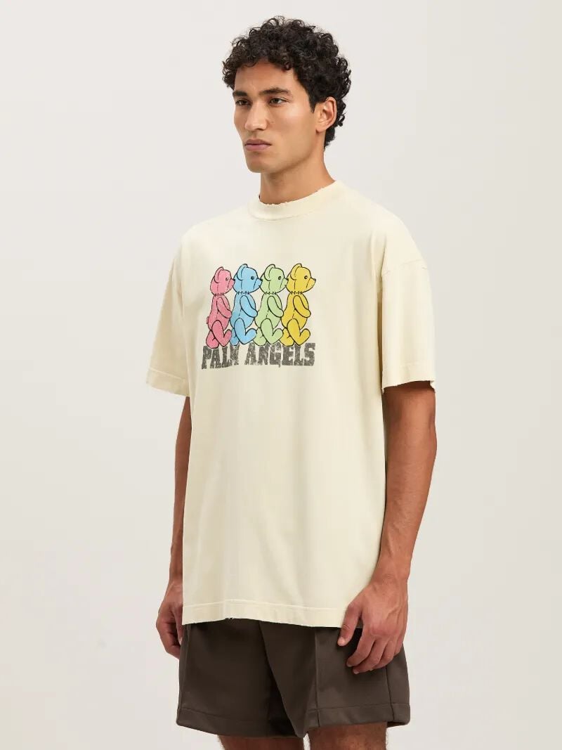 PALM ANGELS  CROSSROADS BEARS TEE IVORY - MULTICOLOR PMAA001S25JER006