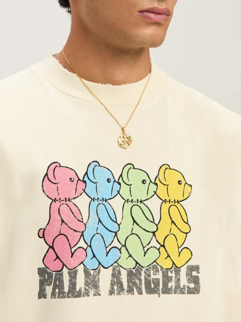 PALM ANGELS  CROSSROADS BEARS TEE IVORY - MULTICOLOR PMAA001S25JER006