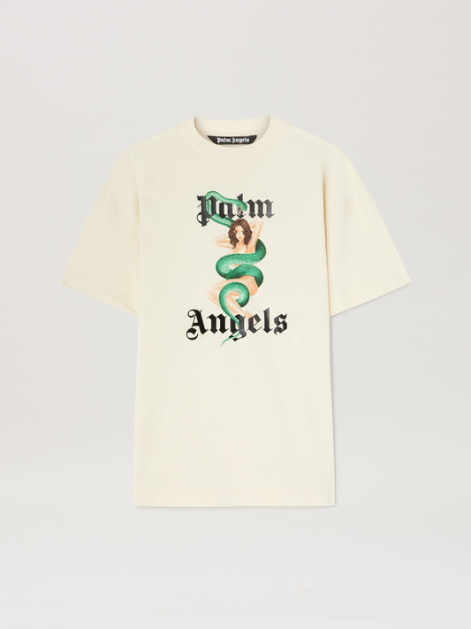 PALM ANGELS  IVY PIN UP TEE IVORY - BLACK PMAA001S25JER007