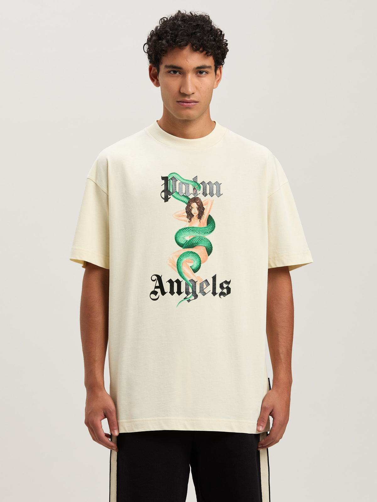 PALM ANGELS  IVY PIN UP TEE IVORY - BLACK PMAA001S25JER007