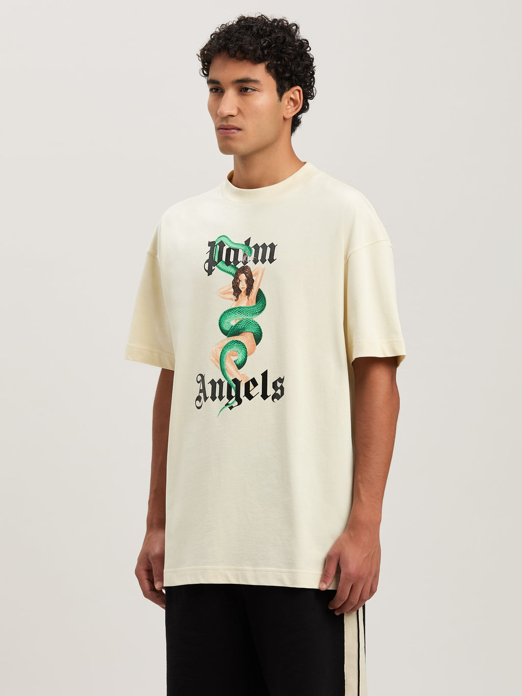 PALM ANGELS  IVY PIN UP TEE IVORY - BLACK PMAA001S25JER007
