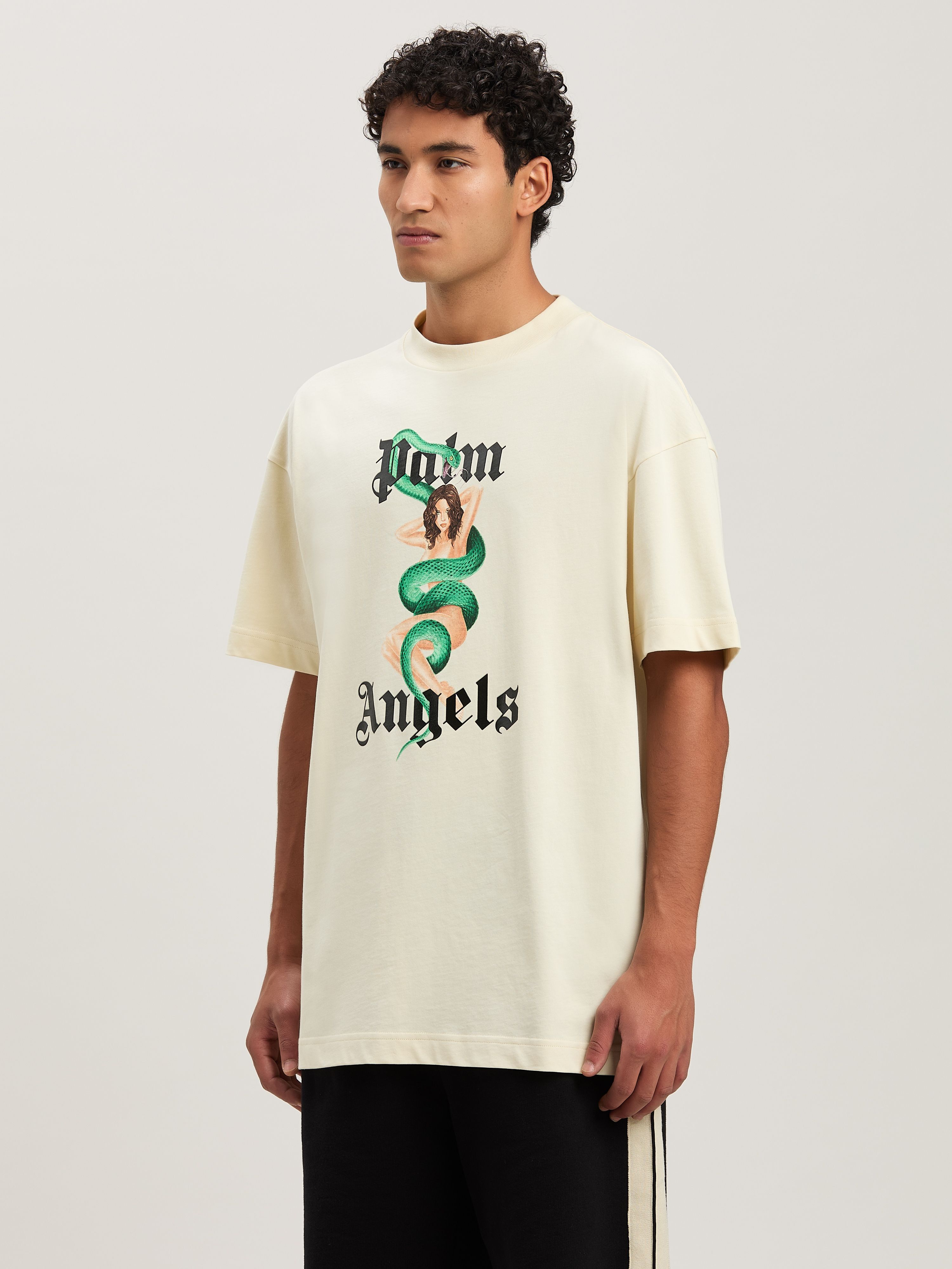 PALM ANGELS  IVY PIN UP TEE IVORY - BLACK PMAA001S25JER007