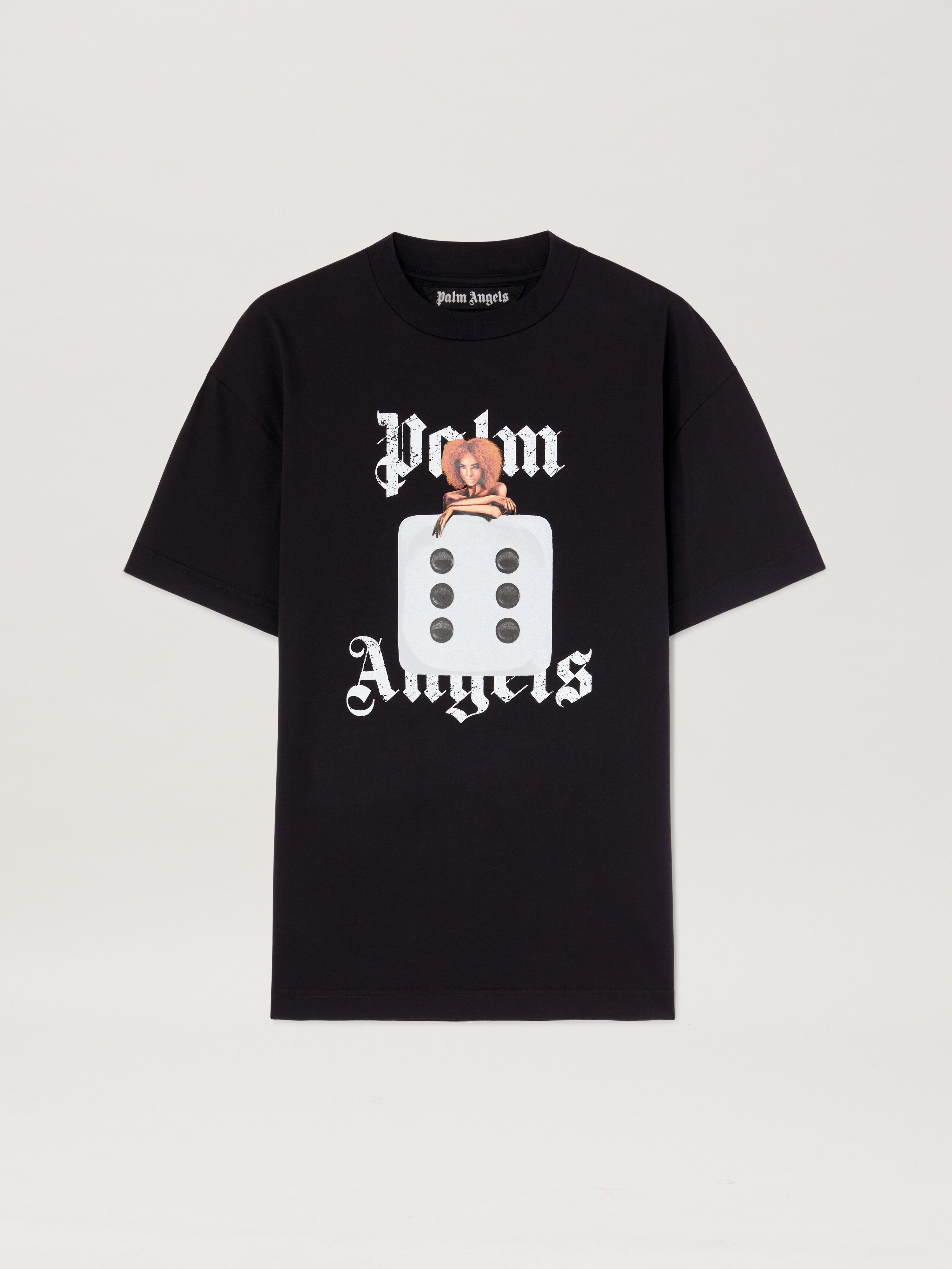 PALM ANGELS  HOLLY PIN UP TEE BLACK - OFF WHITE PMAA001S25JER00B