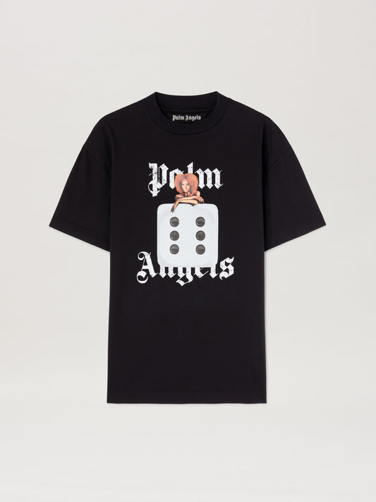 PALM ANGELS  HOLLY PIN UP TEE BLACK - OFF WHITE PMAA001S25JER00B