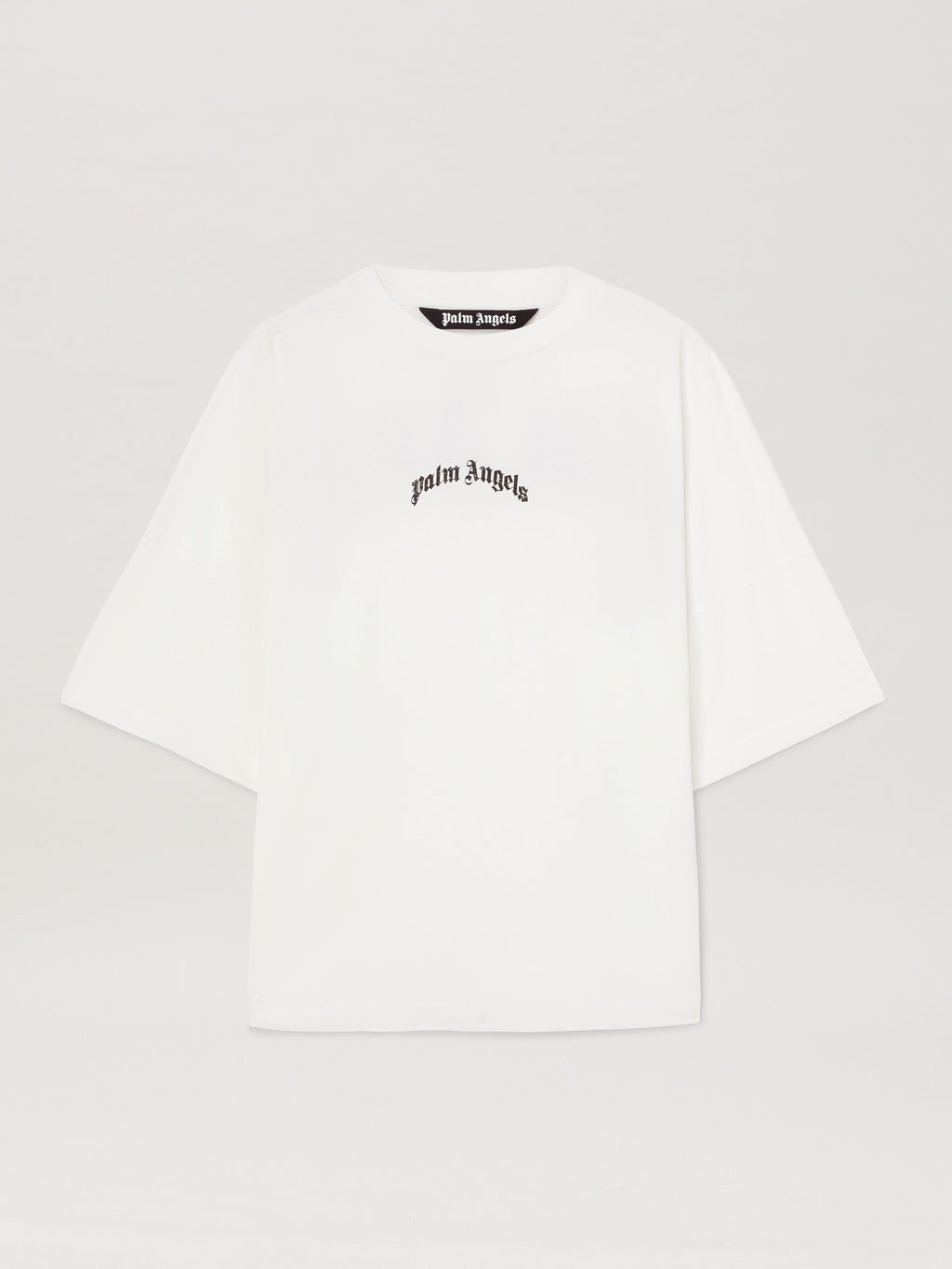 PALM ANGELS BACK CURVED LOGO OVER TEE OFF WHITE - BL OFF WHITE - BLACK PMAA002S25JER001