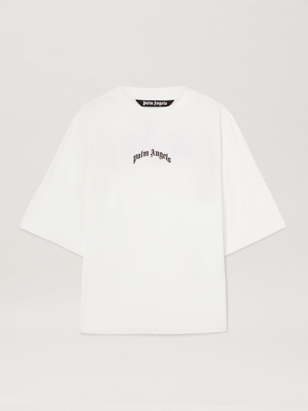 PALM ANGELS BACK CURVED LOGO OVER TEE OFF WHITE - BL OFF WHITE - BLACK PMAA002S25JER001