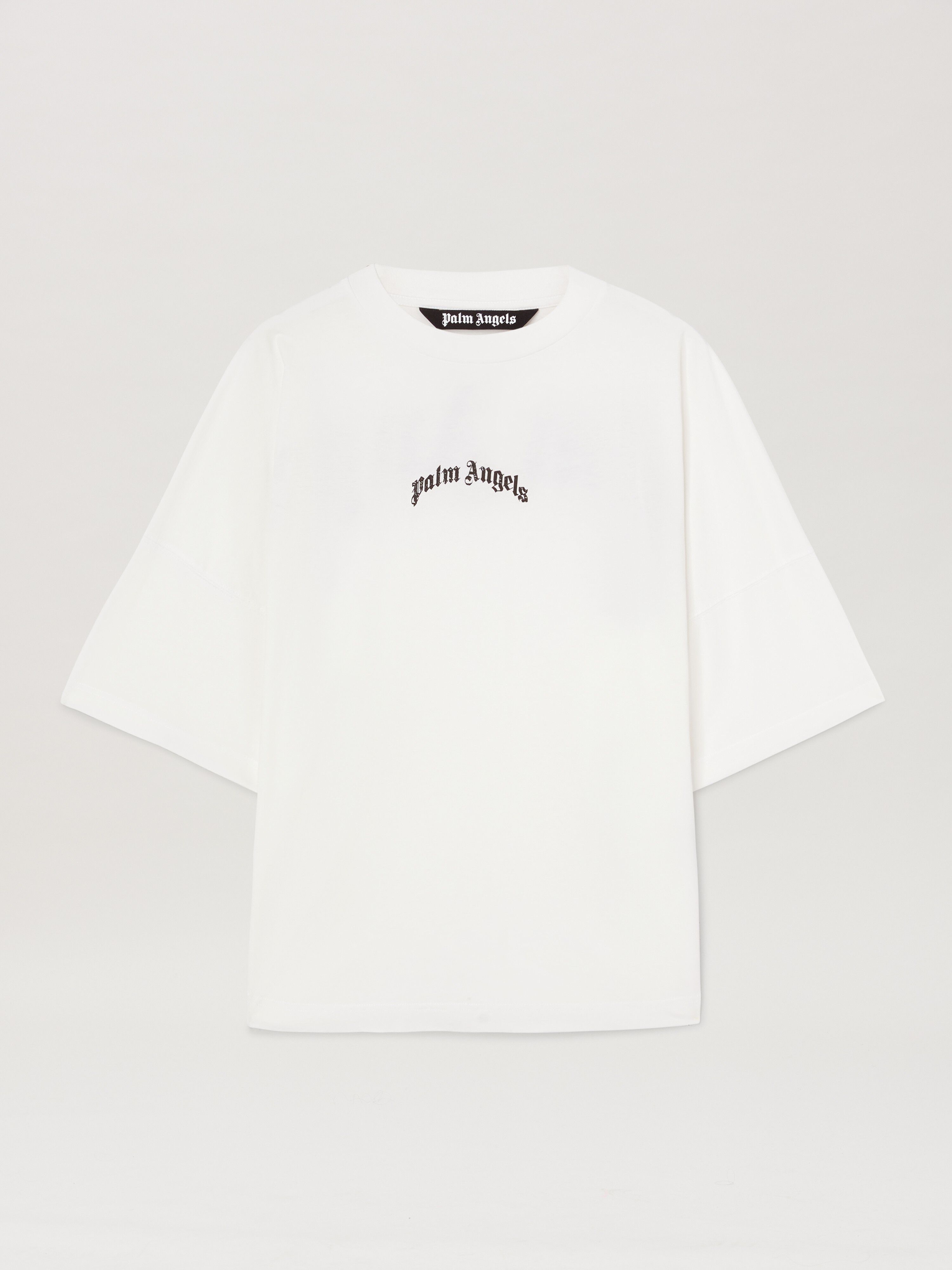 PALM ANGELS BACK CURVED LOGO OVER TEE OFF WHITE - BL OFF WHITE - BLACK PMAA002S25JER001