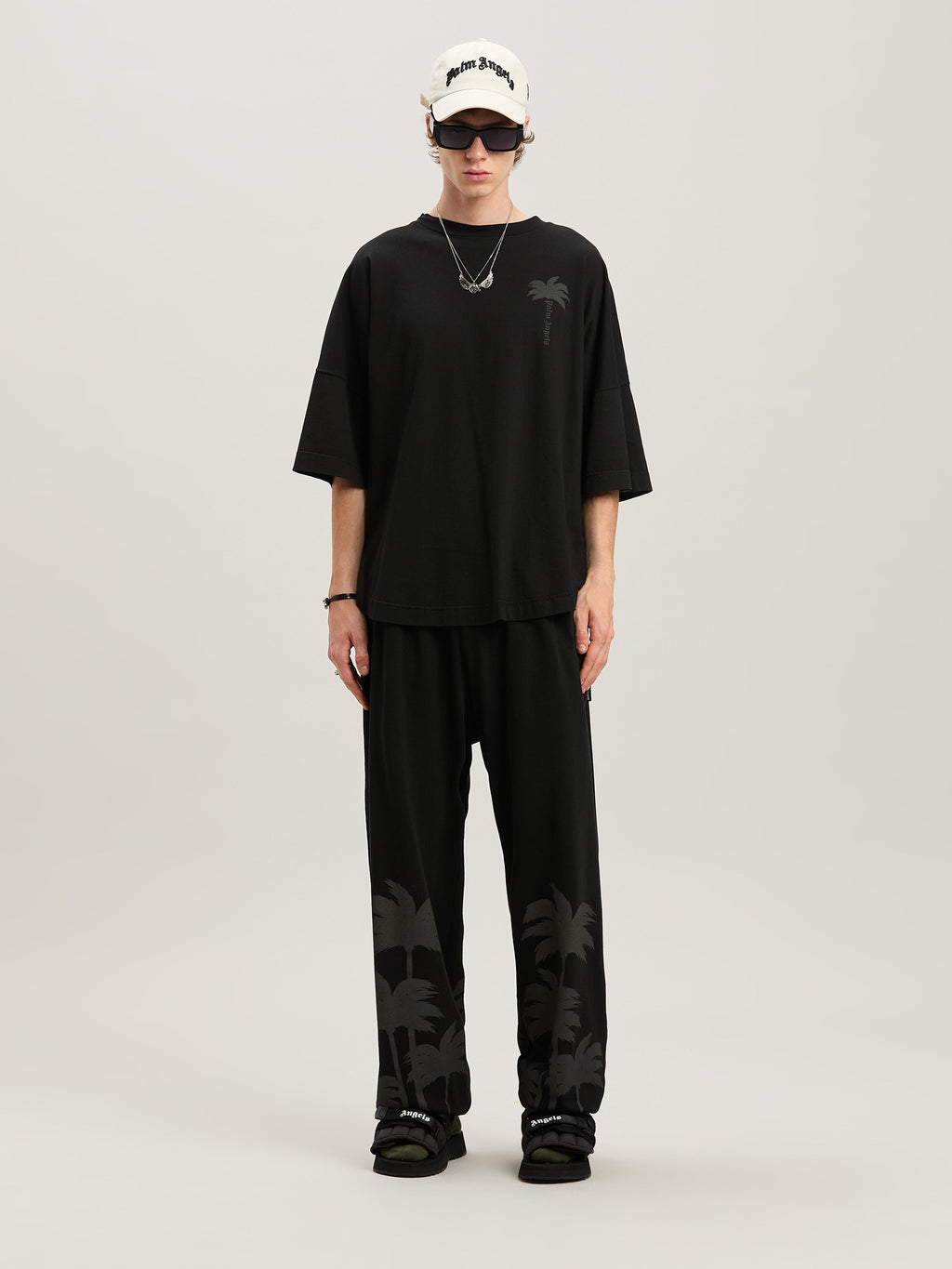 PALM ANGELS  PALMS OVER TEE VINTAGE BLACK - VINTAGE B VINTAGE BLACK - VINTAGE BLACK PMAA002S25JER004