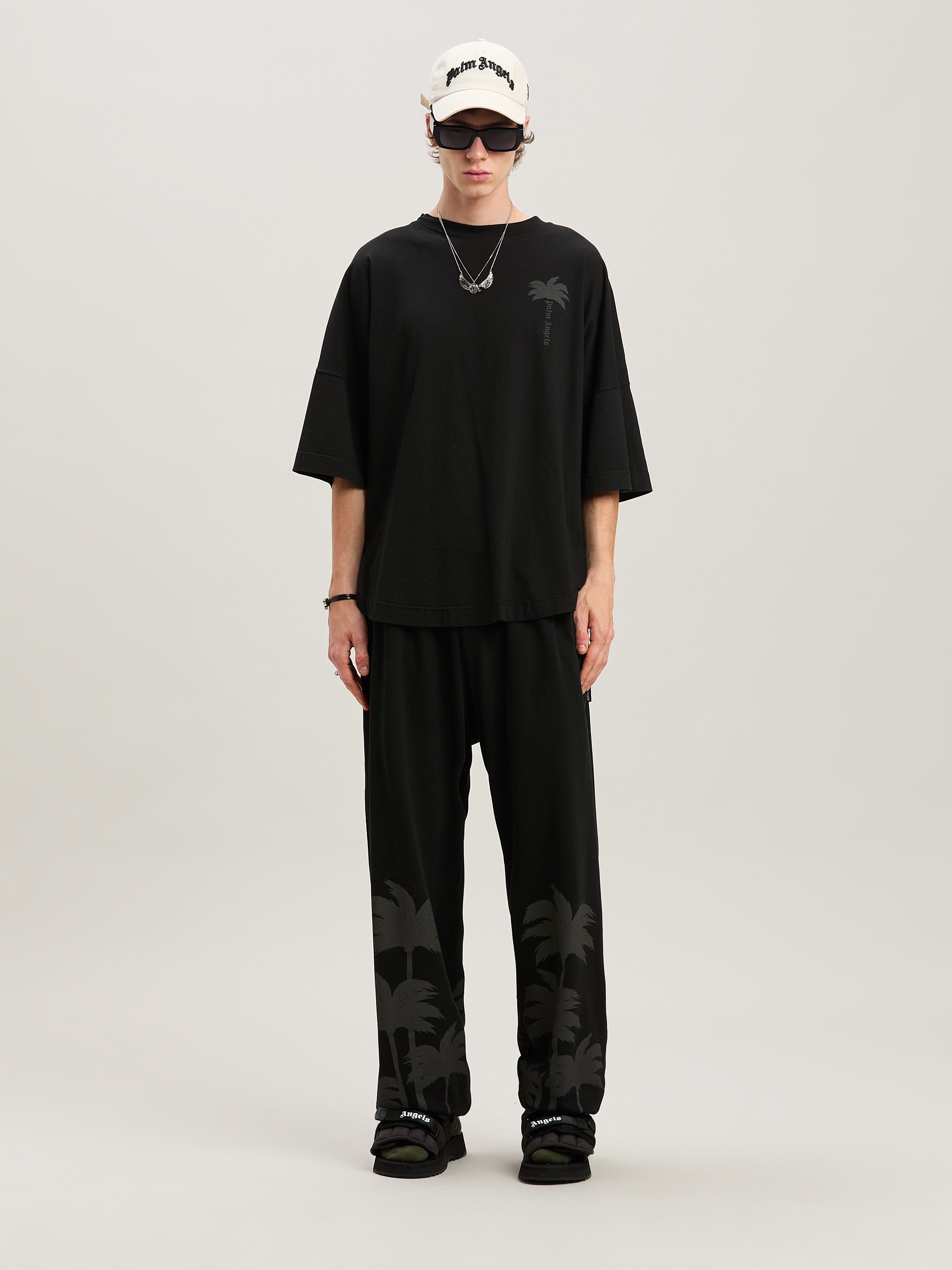 PALM ANGELS  PALMS OVER TEE VINTAGE BLACK - VINTAGE B VINTAGE BLACK - VINTAGE BLACK PMAA002S25JER004
