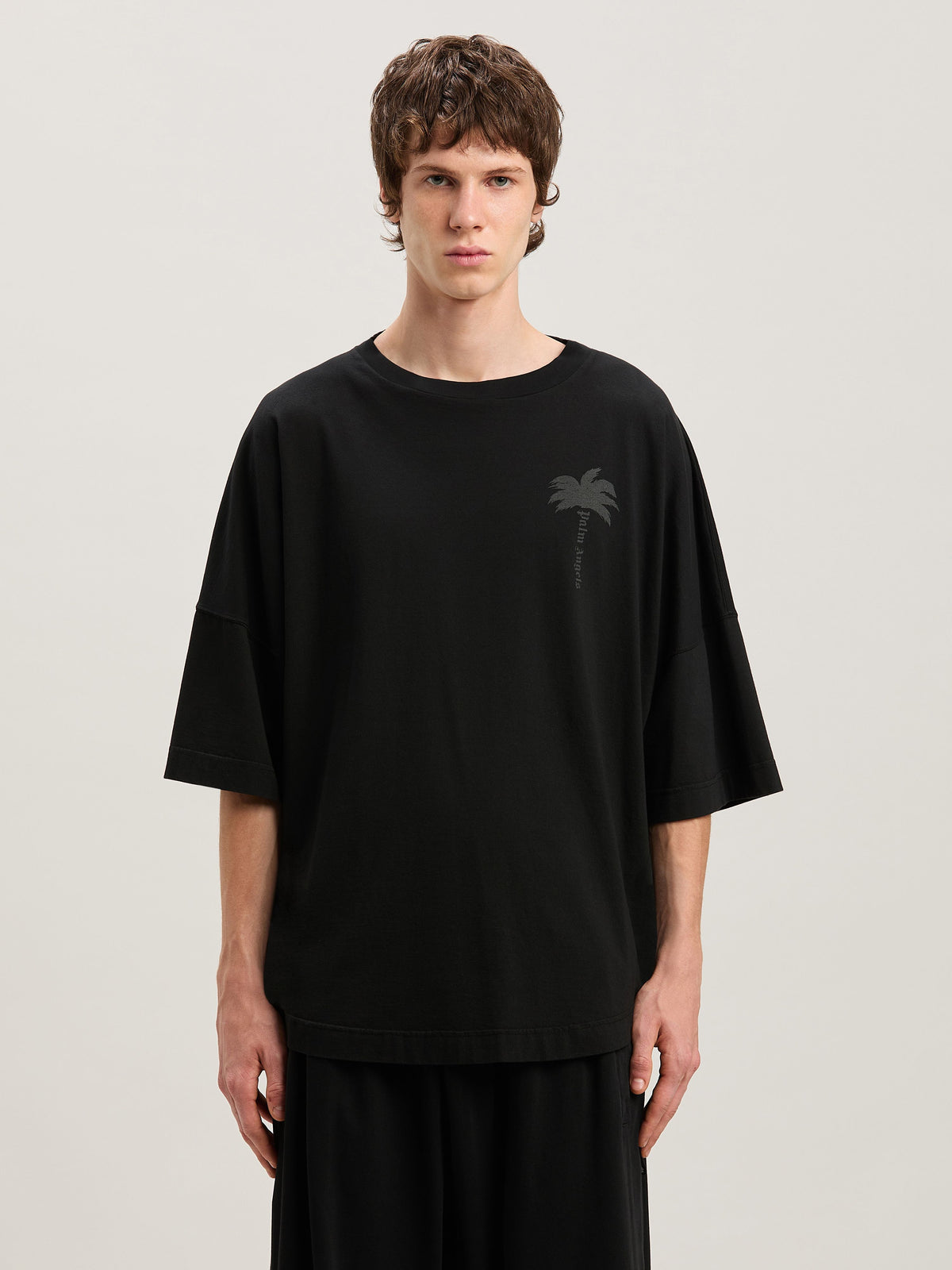 PALM ANGELS  PALMS OVER TEE VINTAGE BLACK - VINTAGE B VINTAGE BLACK - VINTAGE BLACK PMAA002S25JER004