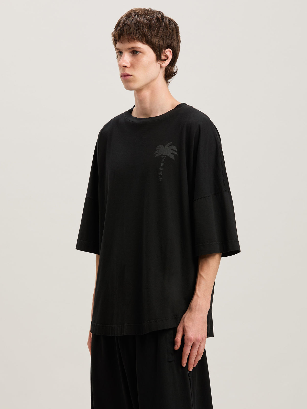PALM ANGELS  PALMS OVER TEE VINTAGE BLACK - VINTAGE B VINTAGE BLACK - VINTAGE BLACK PMAA002S25JER004