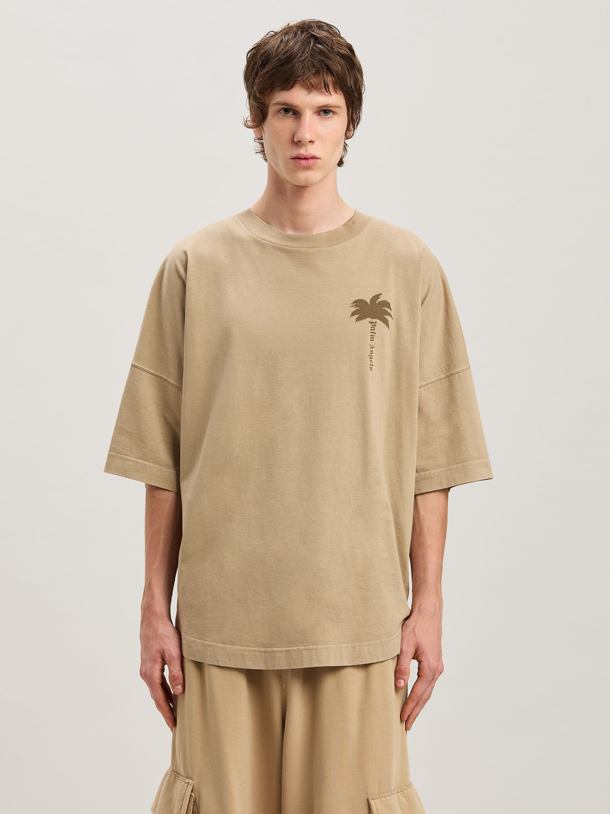 PALM ANGELS  PALMS OVER TEE BEIGE - BEIGE PMAA002S25JER004