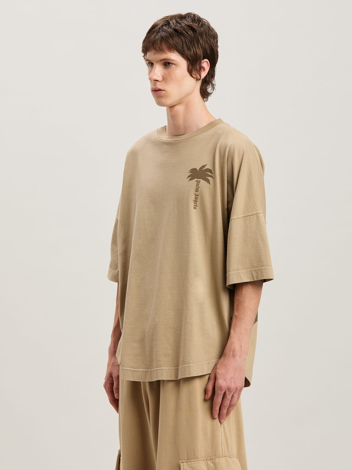 PALM ANGELS  PALMS OVER TEE BEIGE - BEIGE PMAA002S25JER004