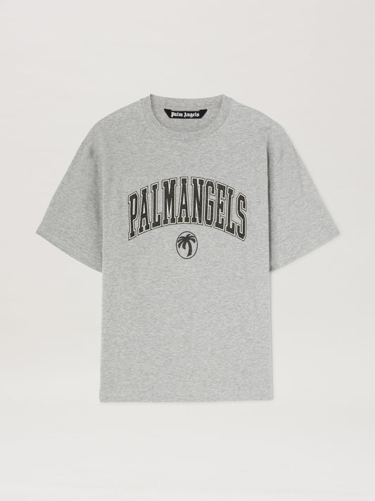 PALM ANGELS  COLLEGE PALM SLIM TEE GREY MELANGE - BLA GREY MELANGE - BLACK PMAA089S25JER001