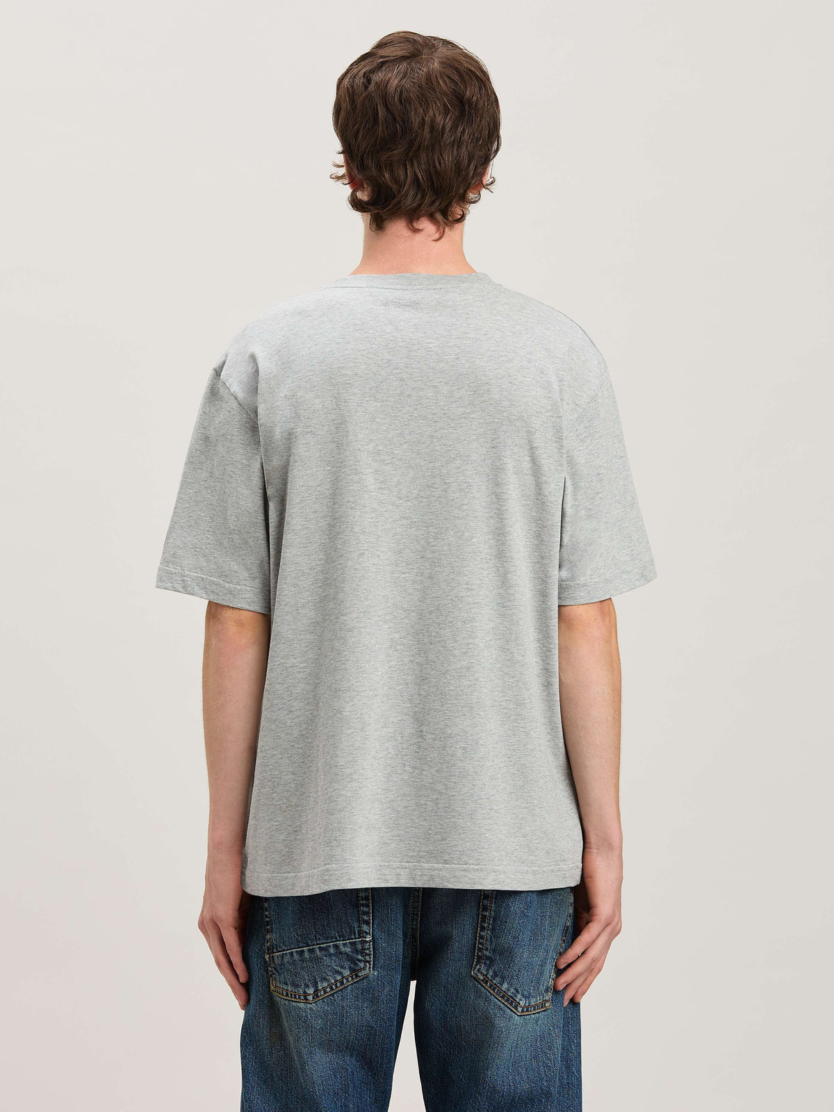PALM ANGELS  COLLEGE PALM SLIM TEE GREY MELANGE - BLA GREY MELANGE - BLACK PMAA089S25JER001